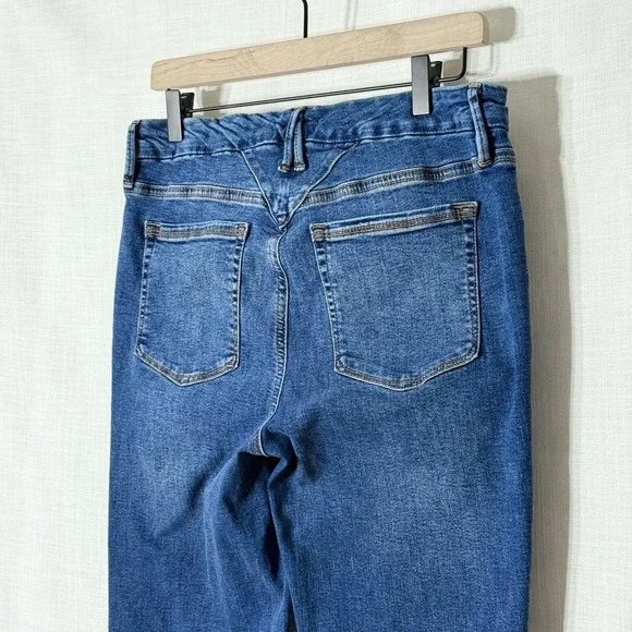 Good American High Rise Flare Jeans Women's 14/32 Blue Stretch Denim Medium Wash - Picture 3 of 8
